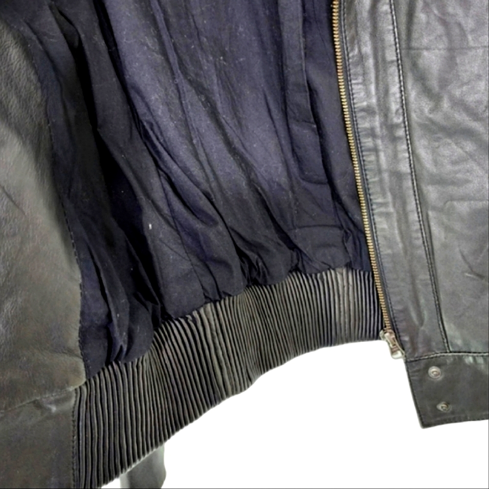 Kookai leather jacket short vintage Victor Hugo black bomber style size 8 - Picture 3 of 12